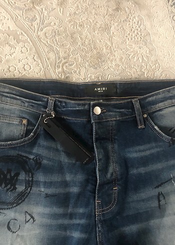 Nakışlı Kemerli Erkek Koyu Mavi Kot Şort - Görsel 3