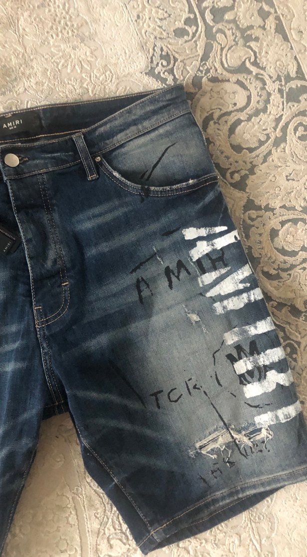 Nakışlı Kemerli Erkek Koyu Mavi Kot Şort - Görsel 4