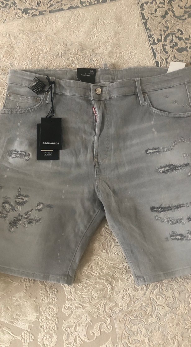 Gri Erkek Mini Kot Şort Bol Kesim - Görsel 2