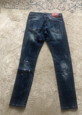 Düğmeli Bol Kesim Mavi Kot Pantolon - Görsel 2