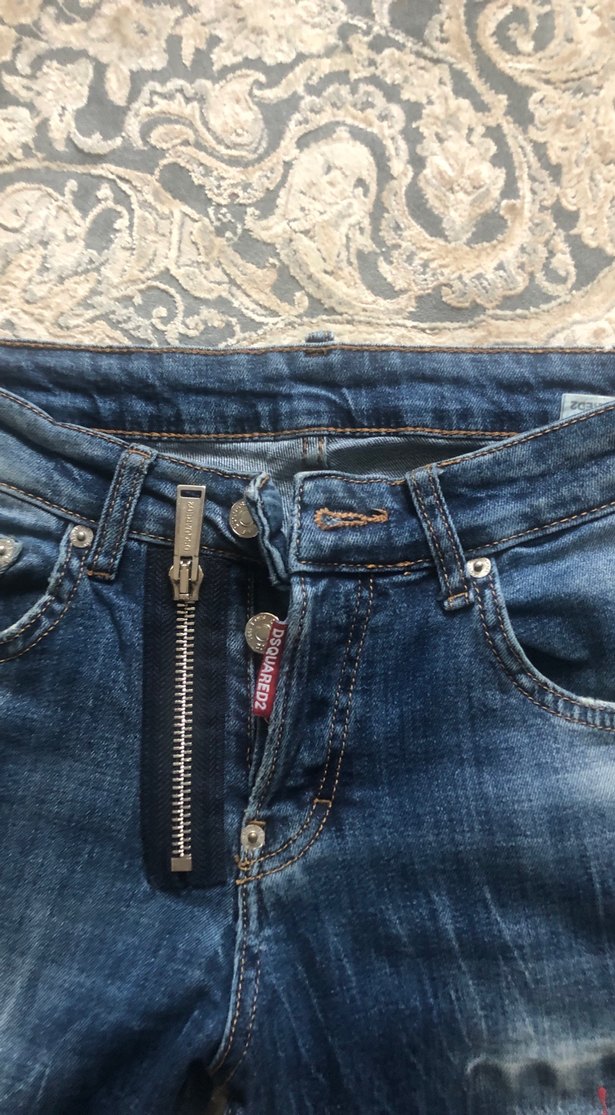 Düğmeli Bol Kesim Mavi Kot Pantolon - Görsel 4