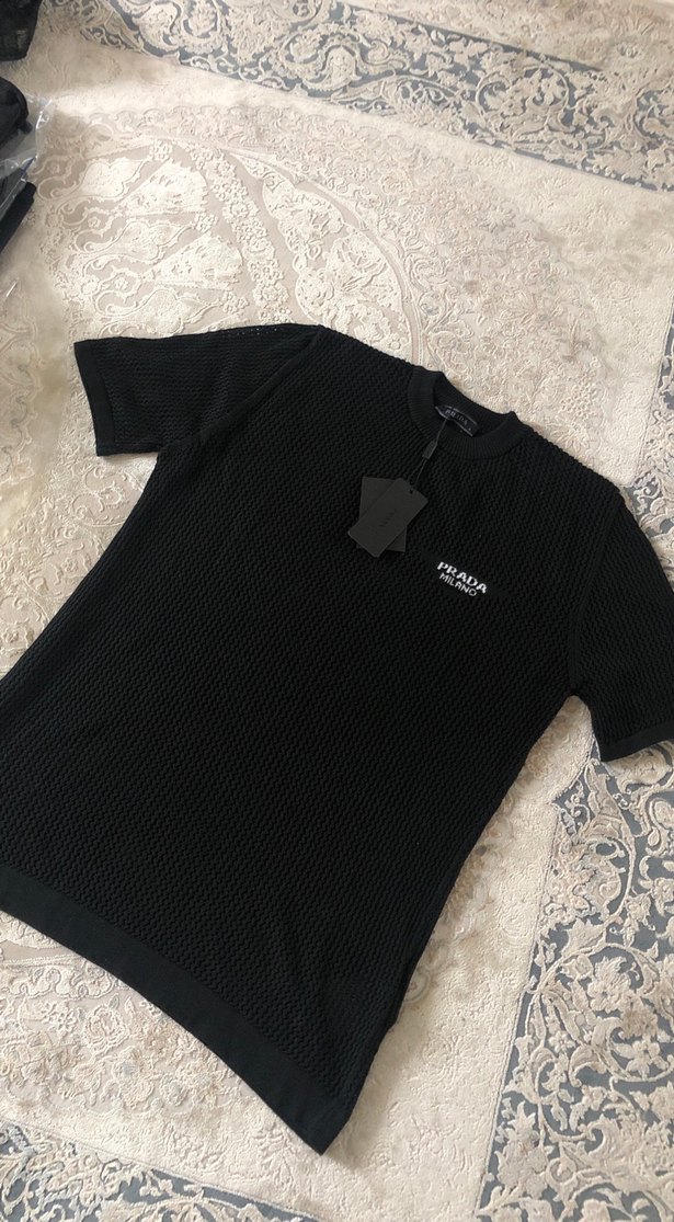 Siyah Örgü Erkek Tişört - Görsel 4