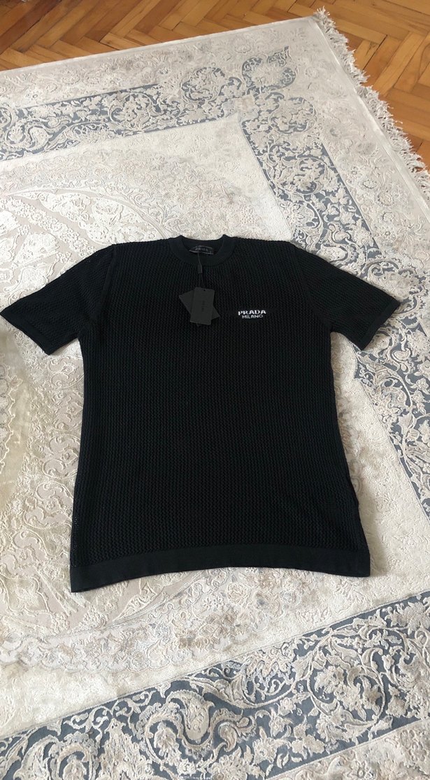 Siyah Örgü Erkek Tişört - Görsel 2