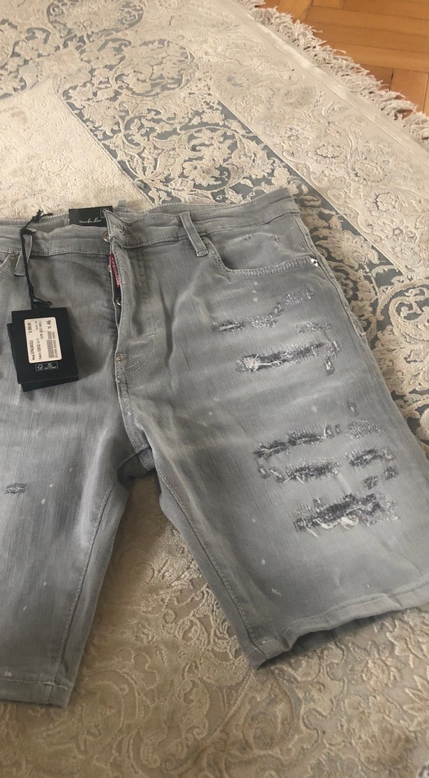 Gri Erkek Kısa Paça Kot Şort - Görsel 3