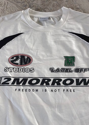 Beyaz Baskılı Erkek Tişört - Görsel 2