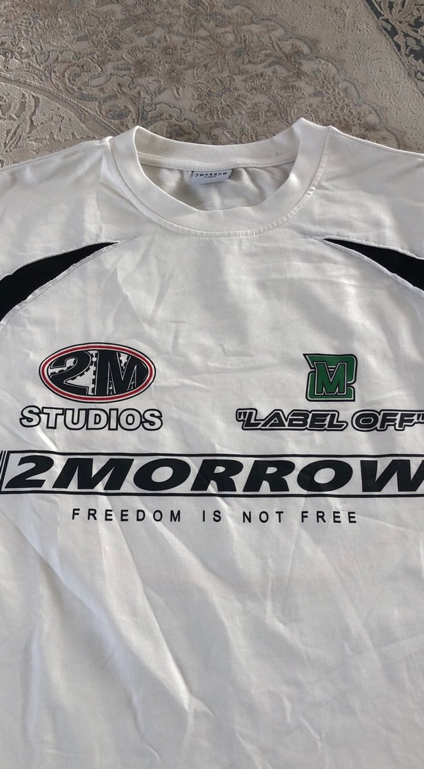 Beyaz Baskılı Erkek Tişört - Görsel 2