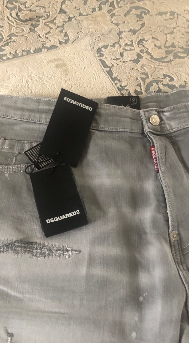 Gri Erkek Kot Şort Bol Kesim Kemerli - Görsel 3