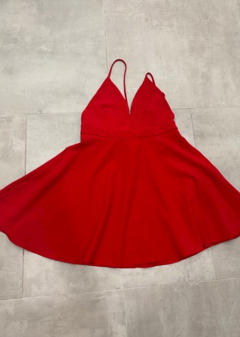 Kırmızı Drapeli Midi Abiye Elbise - Görsel 3