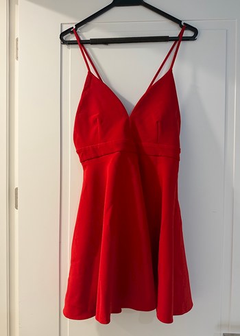 Kırmızı Drapeli Midi Abiye Elbise - Görsel 2