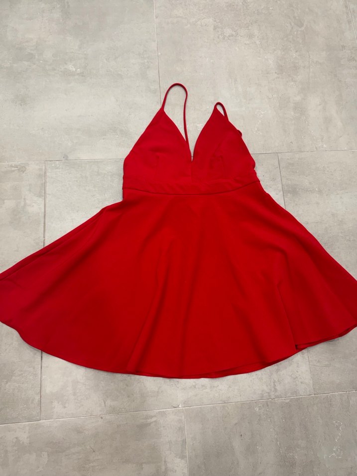 Kırmızı Drapeli Midi Abiye Elbise - Görsel 3