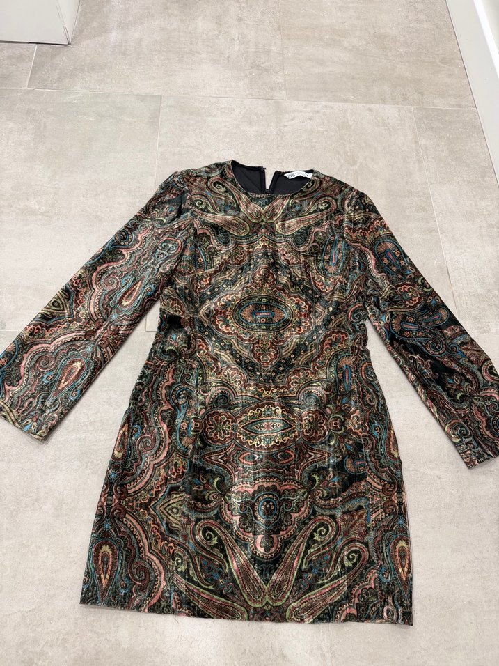 Uzun Kollu Bohem Desenli Kadın elbise - Görsel 2