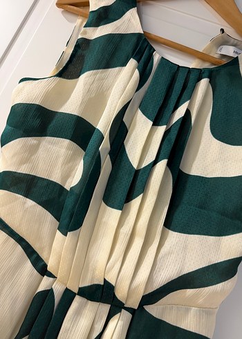 Zebra Desenli Yeşil Midi Elbise - Görsel 2