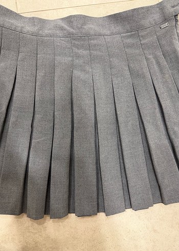 Gri Pilili Mini Etek - Görsel 2