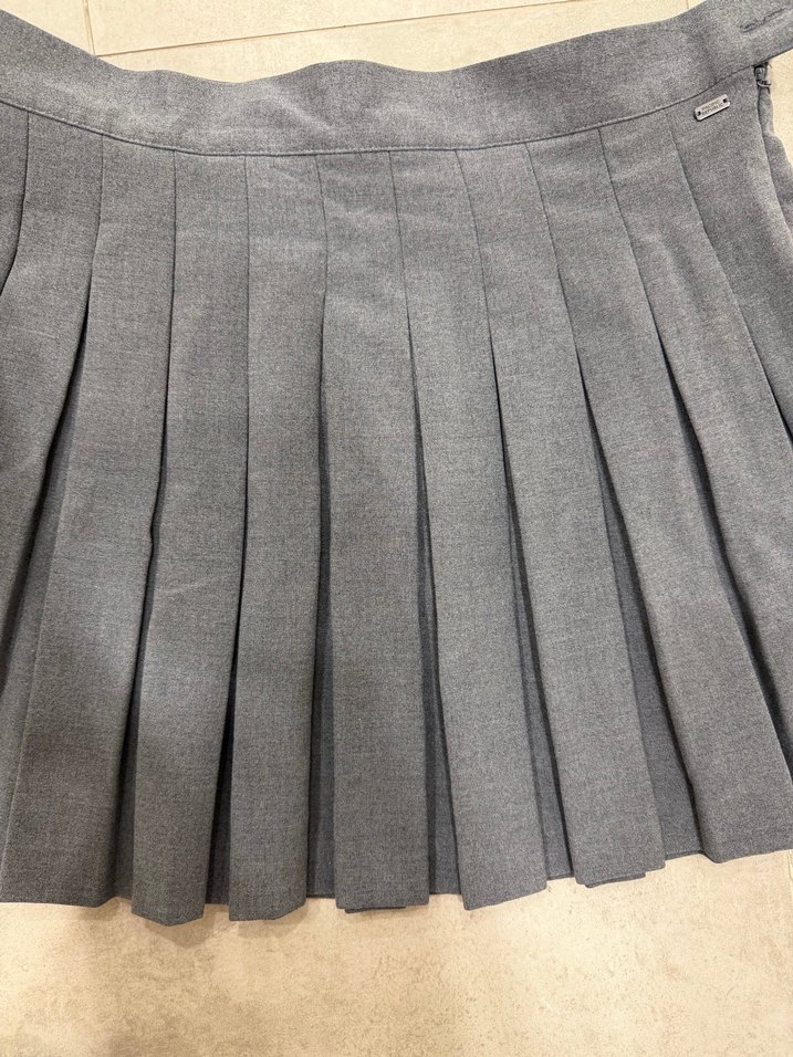 Gri Pilili Mini Etek - Görsel 2