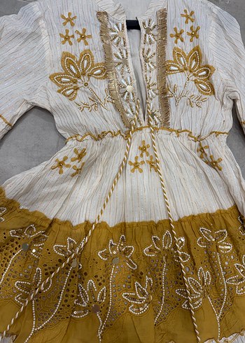 Bohem Nakışlı Püsküllü Mini Elbise - Görsel 2