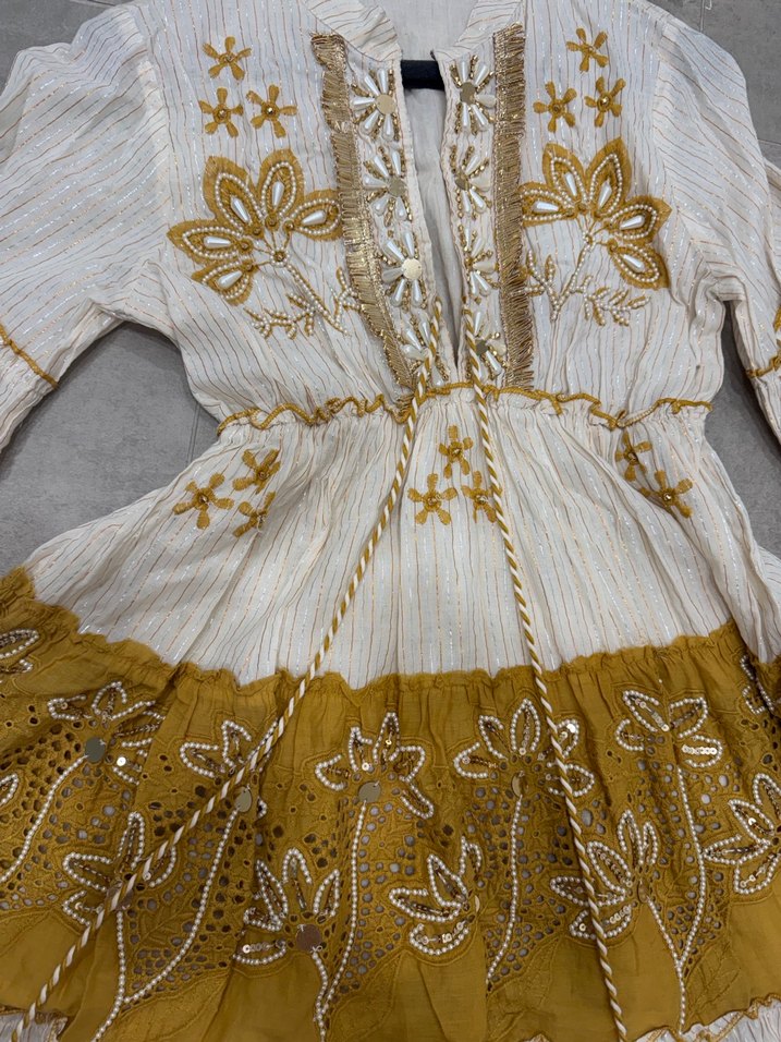 Bohem Nakışlı Püsküllü Mini Elbise - Görsel 2