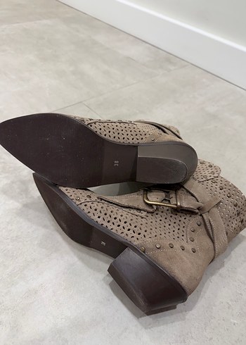 Bej Süet Tokalı Kadın Dolgu Topuk Bot - Görsel 3