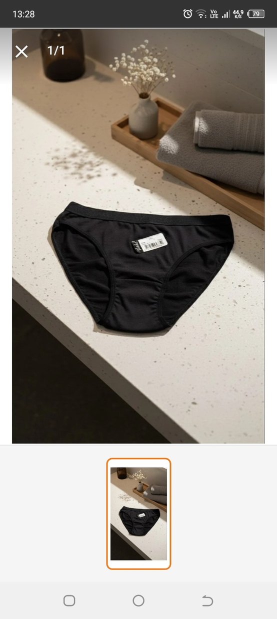 Siyah Midi Kadın Külot 6 'lü Paket siyah s.m bedene uygundur - Görsel 2