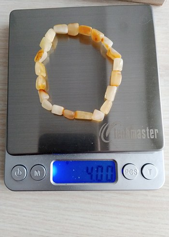 Damla Kehribar bileklik 4 gram 19 cm Bej Boncuklu Bohem Bileklik - Görsel 5