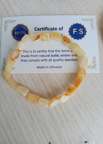 Damla Kehribar bileklik 4 gram 19 cm Bej Boncuklu Bohem Bileklik - Görsel 4