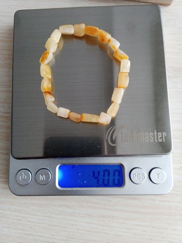 Damla Kehribar bileklik 4 gram 19 cm Bej Boncuklu Bohem Bileklik - Görsel 5