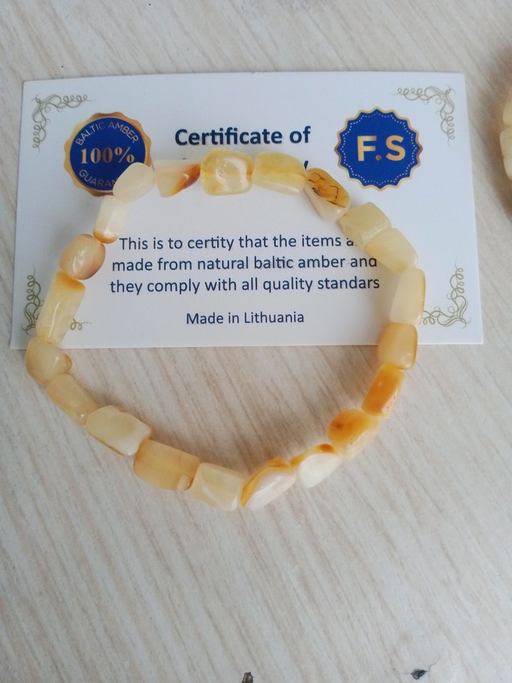 Damla Kehribar bileklik 4 gram 19 cm Bej Boncuklu Bohem Bileklik - Görsel 4