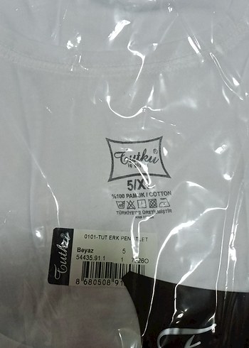 Beyaz Baskılı Erkek Atlet, Normal Boy, Dar Kesim XL beden 5 - Görsel 3