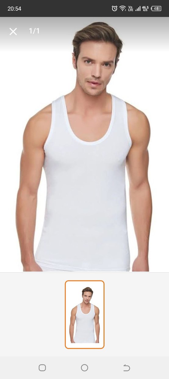 Beyaz Baskılı Erkek Atlet, Normal Boy, Dar Kesim XL beden 5 - Görsel 5