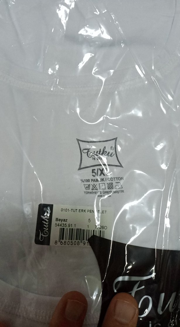 Beyaz Baskılı Erkek Atlet, Normal Boy, Dar Kesim XL beden 5 - Görsel 4