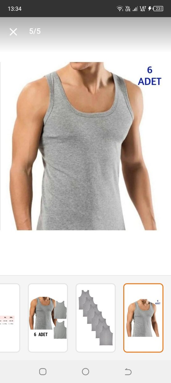 Erkek Gri Atlet 6'lı  normal L beden atlet - Görsel 3