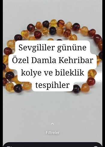 Özel Damla Kehribar Kolye ve Bileklik grm fiyati 60 TL - Görsel 2