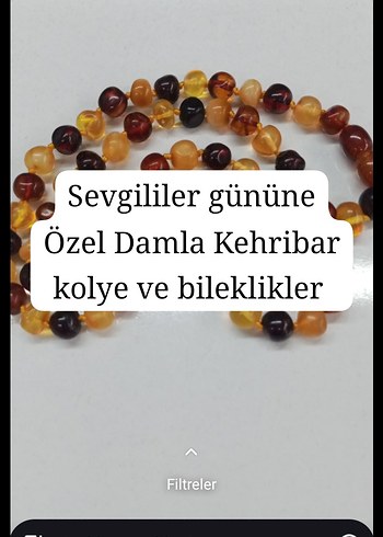 Özel Damla Kehribar Kolye ve Bileklik grm fiyati 60 TL