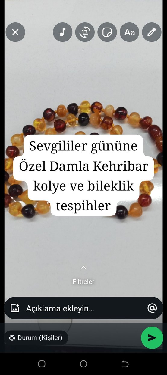 Özel Damla Kehribar Kolye ve Bileklik grm fiyati 60 TL - Görsel 2