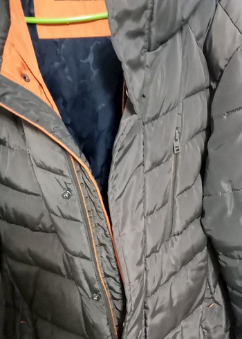 Gri Kapüşonlu Kadın Kışlık Mont - Görsel 5