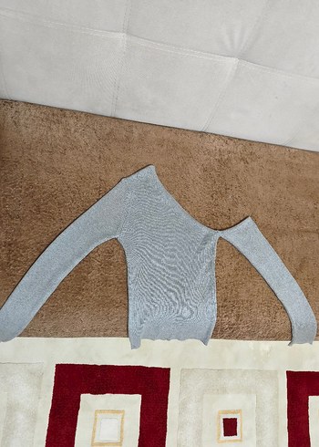 Gri Asimetrik Straplez Triko Kazak - Görsel 4