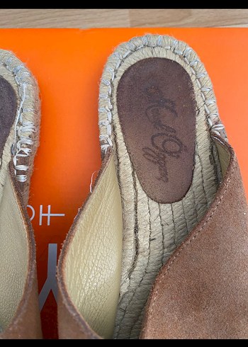 Meral Özgenç Kahverengi Süet Hasır Taban Espadril Terlik - Görsel 2