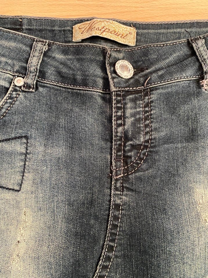 Düğmeli Koyu Mavi Mini Kot Etek - Görsel 3