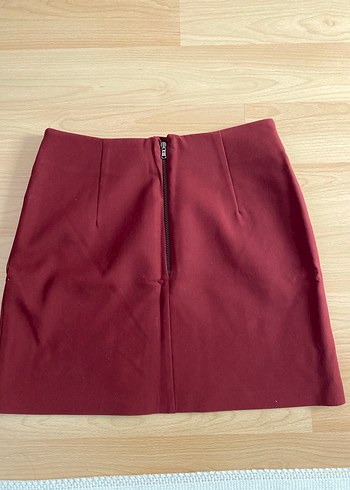 Codentry(Adil Işık) Bordo Fermuarlı Mini Etek - Görsel 2