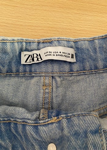 Zara Mavi Kadın Denim Mini Şort - Görsel 3