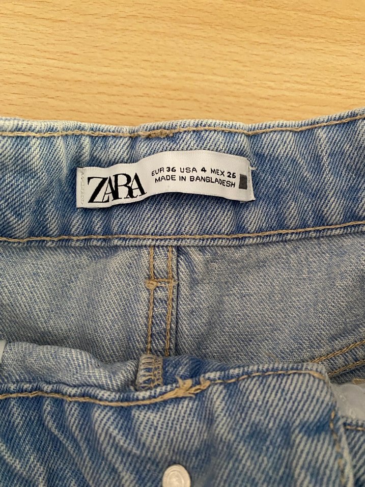 Zara Mavi Kadın Denim Mini Şort - Görsel 3