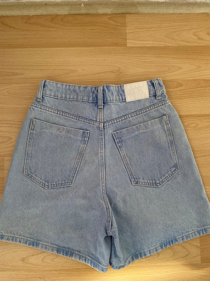 Zara Mavi Kadın Denim Mini Şort - Görsel 2