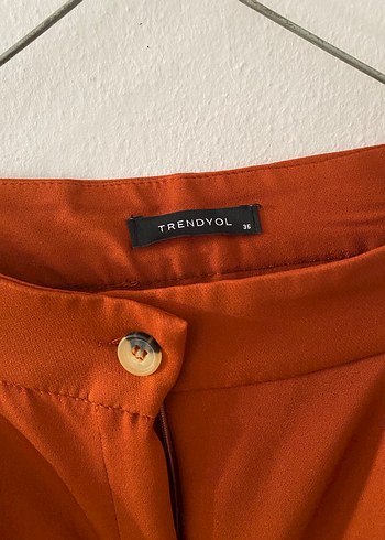 Kadın Kiremit Rengi Geniş Kesim Pantalon - Görsel 3