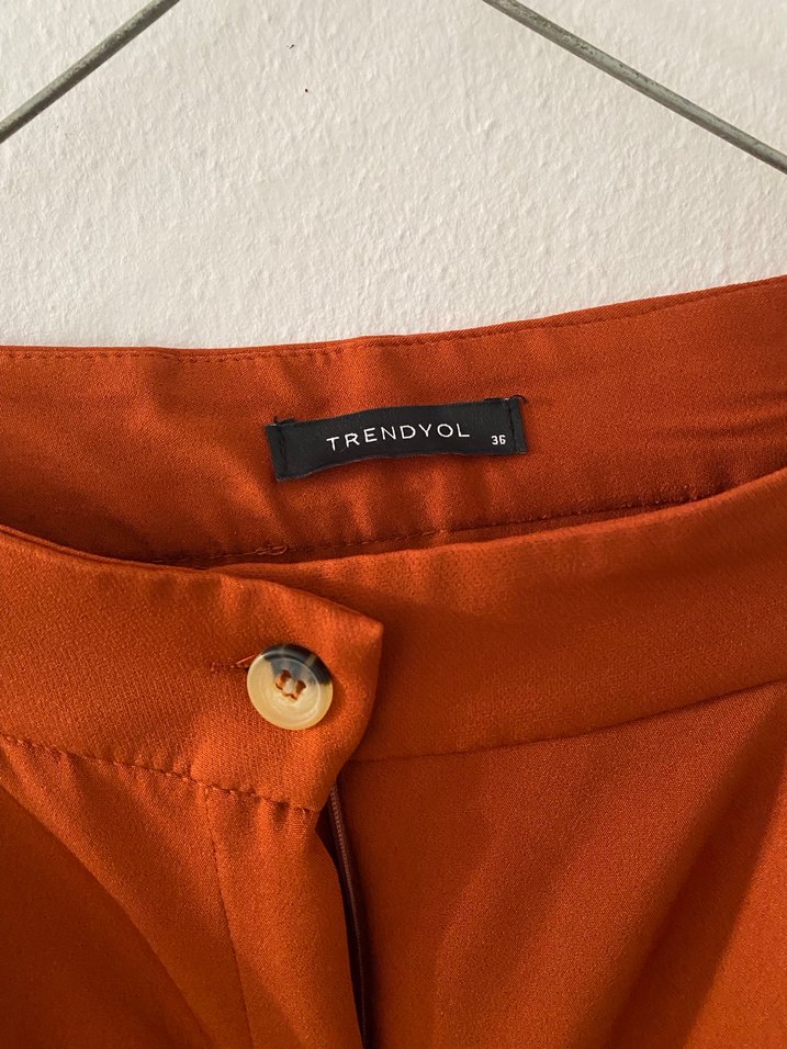 Kadın Kiremit Rengi Geniş Kesim Pantalon - Görsel 3