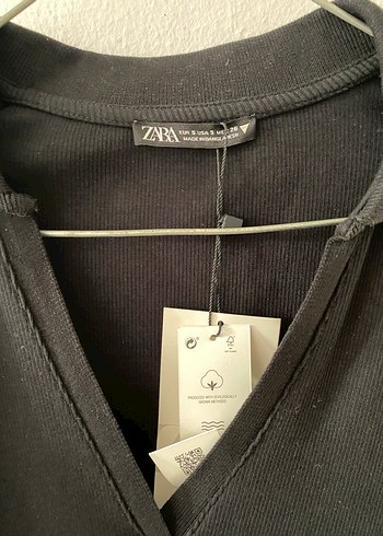 Zara Siyah V Yakalı Midi Günlük Elbise - Görsel 3