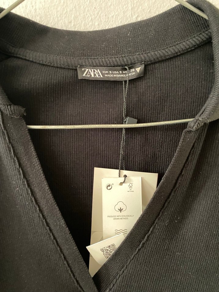 Zara Siyah V Yakalı Midi Günlük Elbise - Görsel 3