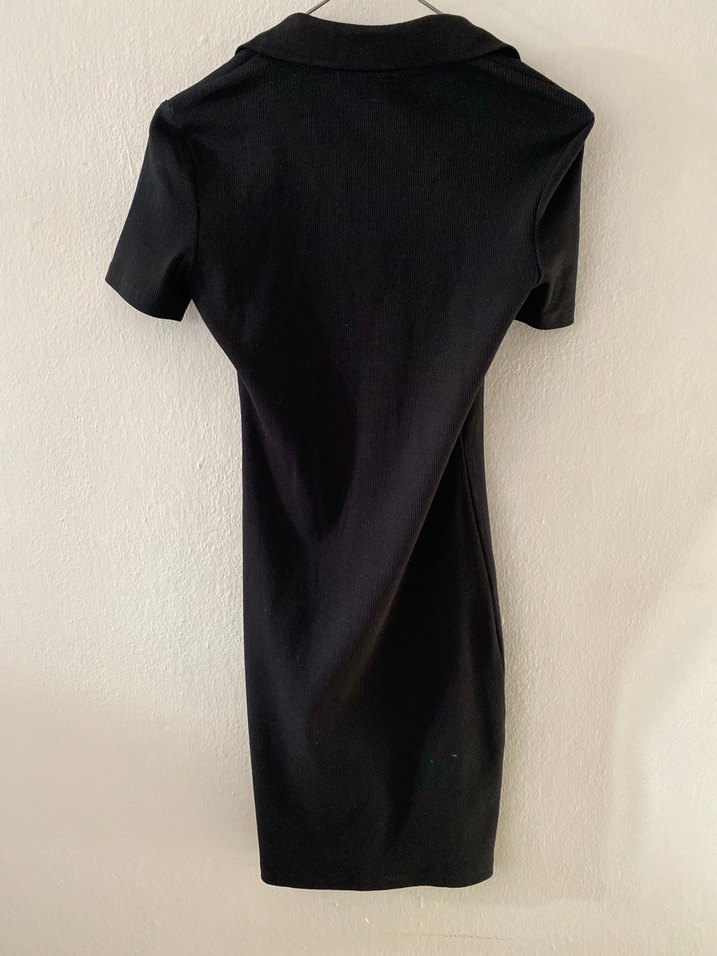 Zara Siyah V Yakalı Midi Günlük Elbise - Görsel 2