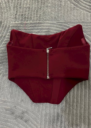 Bordo Drapeli Kadın Büstiyer - Görsel 2