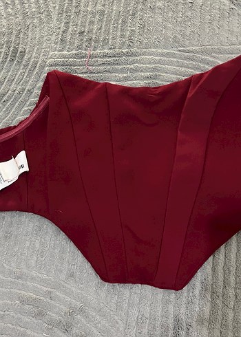 Bordo Drapeli Kadın Büstiyer - Görsel 3