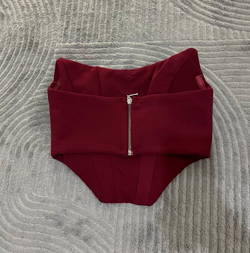 Bordo Drapeli Kadın Büstiyer - Görsel 2