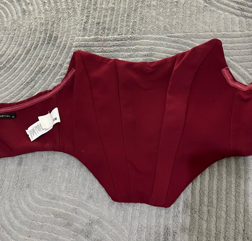 Bordo Drapeli Kadın Büstiyer - Görsel 3